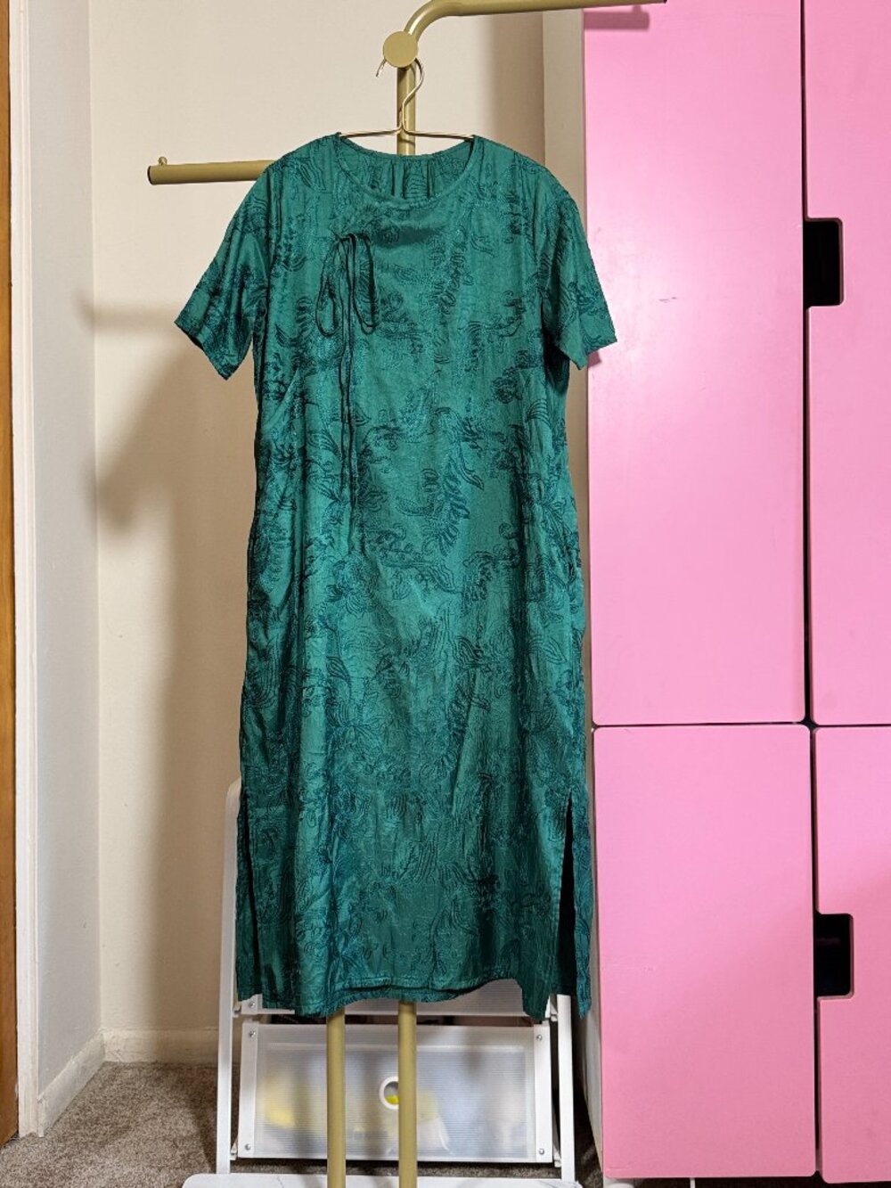 Handmade Teal Jacquard Midi Dress